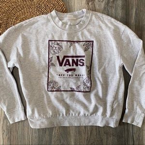 Vans Light Gray Burgundy Skateboard Sweater